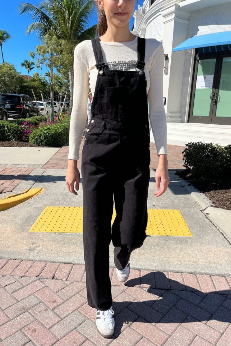 Pantalon Brandy Melville Hayley Overalls Noir | NZZ-86593617